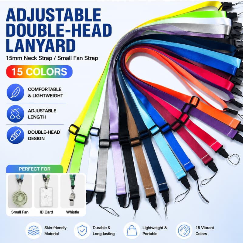 [Cordão Retrátil] [Para Ventiladores Portáteis] Cordão de Pescoço Ajustável 15mm com Design Prático