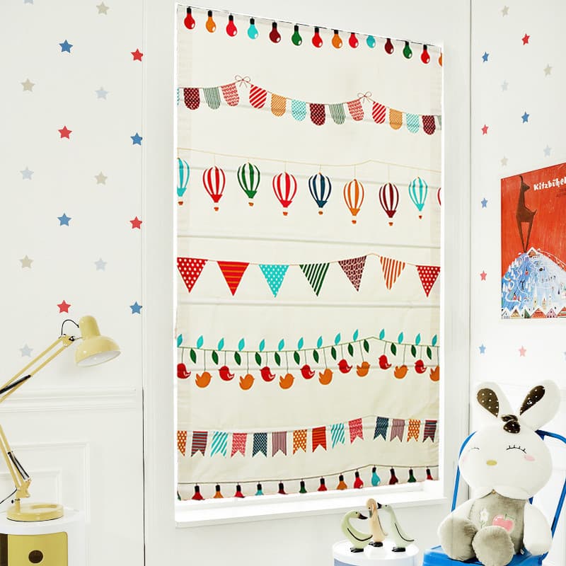 Bunting balão de ar quente quarto das crianças estudo algodão linho nórdico pequeno fresco americano romano cortina de e