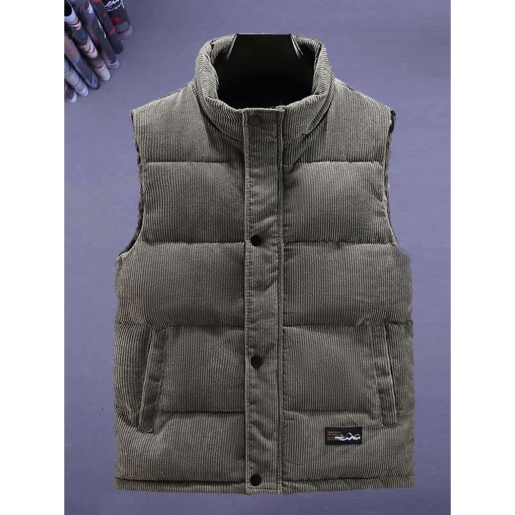 Colete outono inverno colete sem mangas exterior usar para baixo algodão quente gola casal na moda colete de veludo masc
