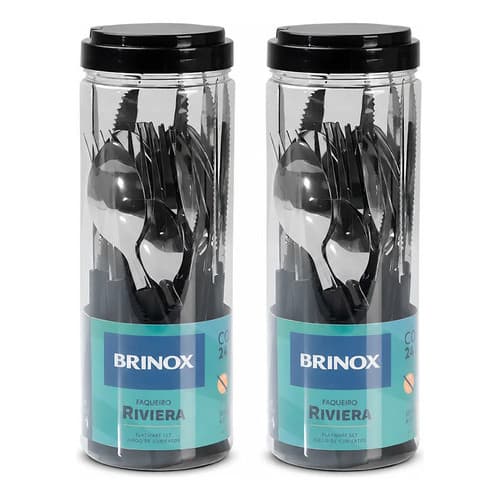 Talheres Faqueiro Brinox Aço Inox Riviera 48 Pçs + Pote