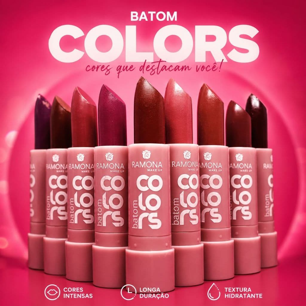 Batom Colors Ramona Make Up 3,8g Original | Escolha Sua Cor | Todas as Cores Disponíveis