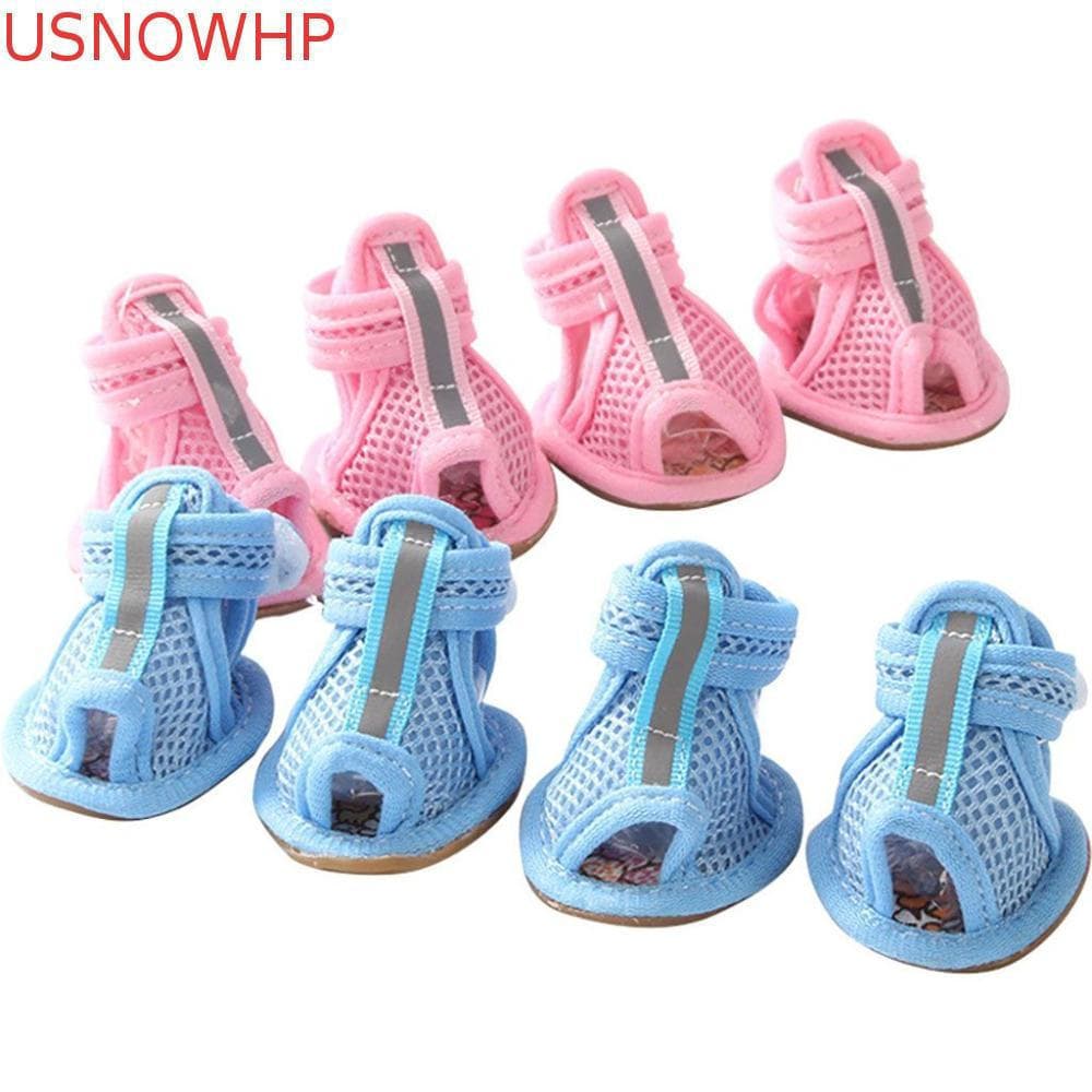 Sapatos para Cães USNOWHP 4 Peças/Pacote com Tira Refletiva para Uso na Primavera e Verão, Estilo Casual, Sandálias Resp