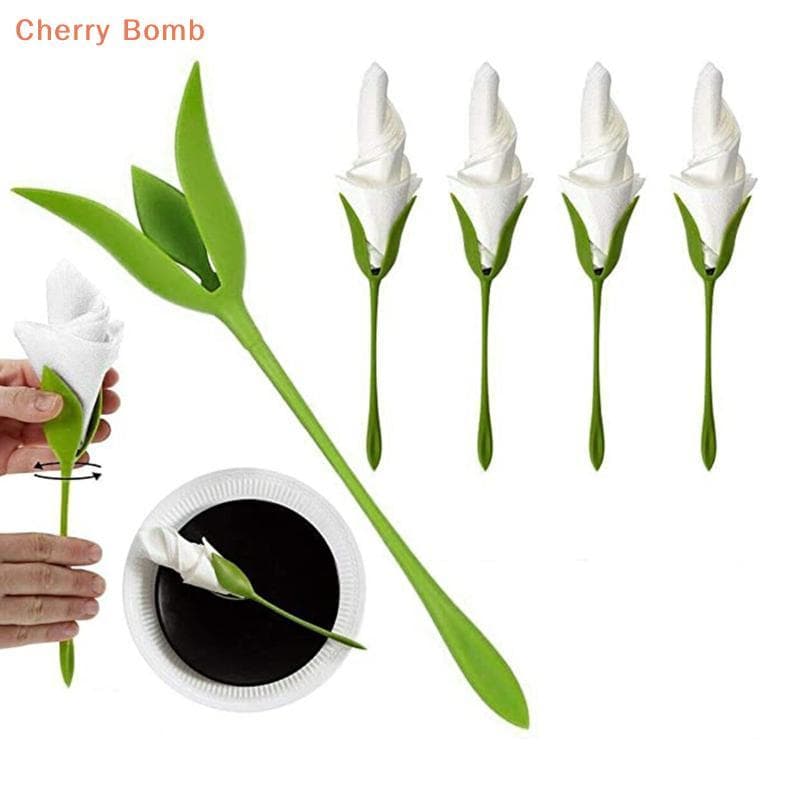 (Bomba De Cereja) 10 Peças Porta-Guardanapos Florais Design Criativo De Flores Para Centrais De Mesa De Banquete De Casa