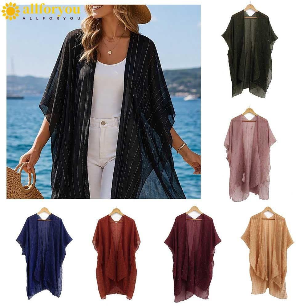 ALLFORYOU1 Lenço De Verão , Xale De Tule Feminino Leve E Respirável , Cardigãs Com Decote Em V Saída De Praia
