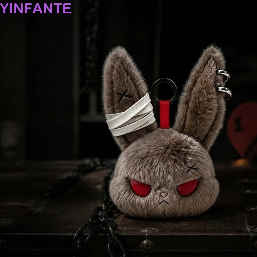 Chaveiro De Coelho Enrolado YINFANTEWN , De Pelúcia De Algodão PP Gótico , Pingente De Bolsa Peluda Fofo De Animal