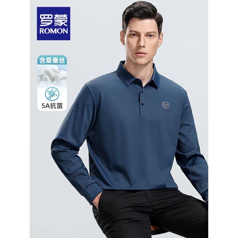 [Queda direta] [Alta elasticidade de seda gelada] Camisa POLO masculina de manga comprida Romon 2026 Primavera novo esti
