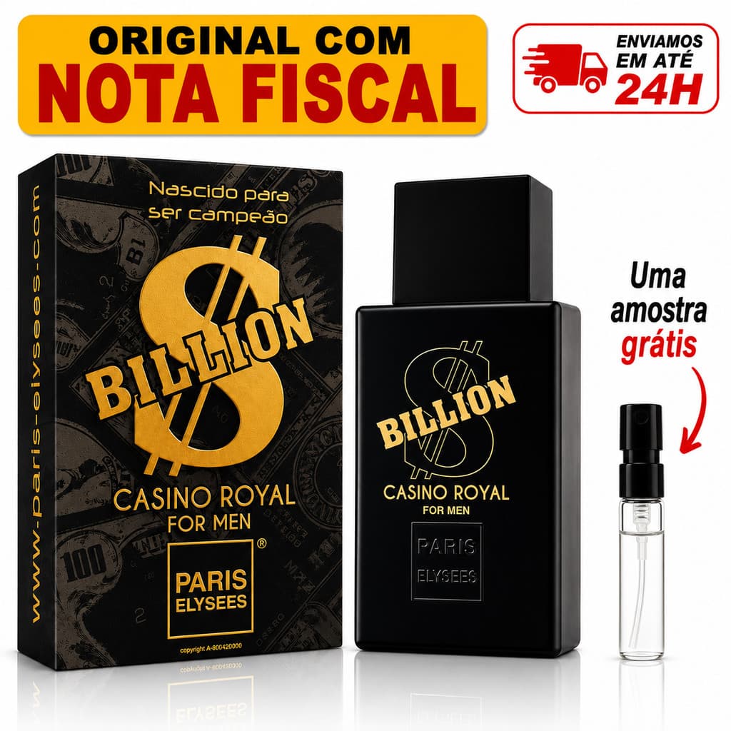 Perfume Paris Elysees Billion Casino Royal 100ML + 1 Amostra Original Nota Fiscal