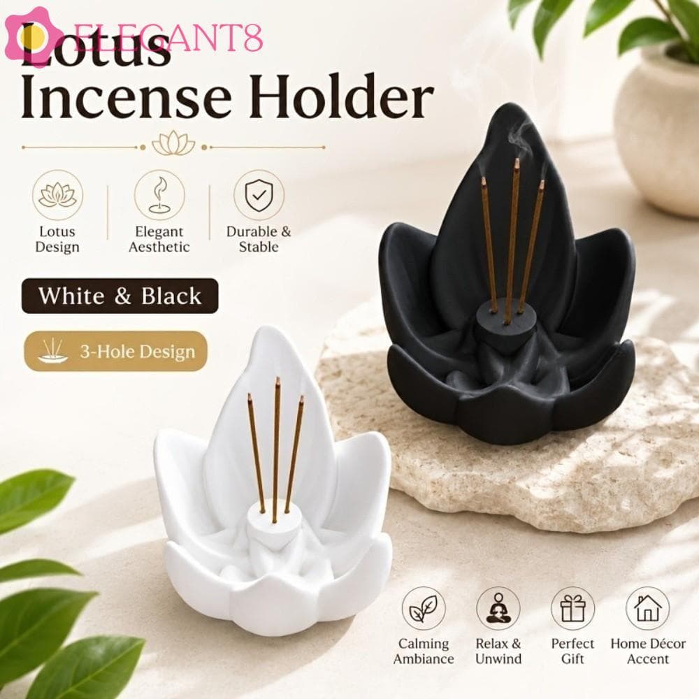 Base De Incenso De Mesa De Lótus AELEGANT , Queimador Estilo Chinês Zen De 3 Furos , Plástico