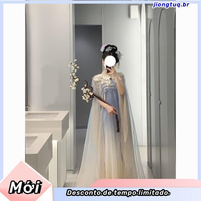 Ba Wuqi Original Lua Brilhante Feito em Tang Par-Comprimento Peito-Comprimento Saia Hanfu Feminino Estilo Fada Manga Que