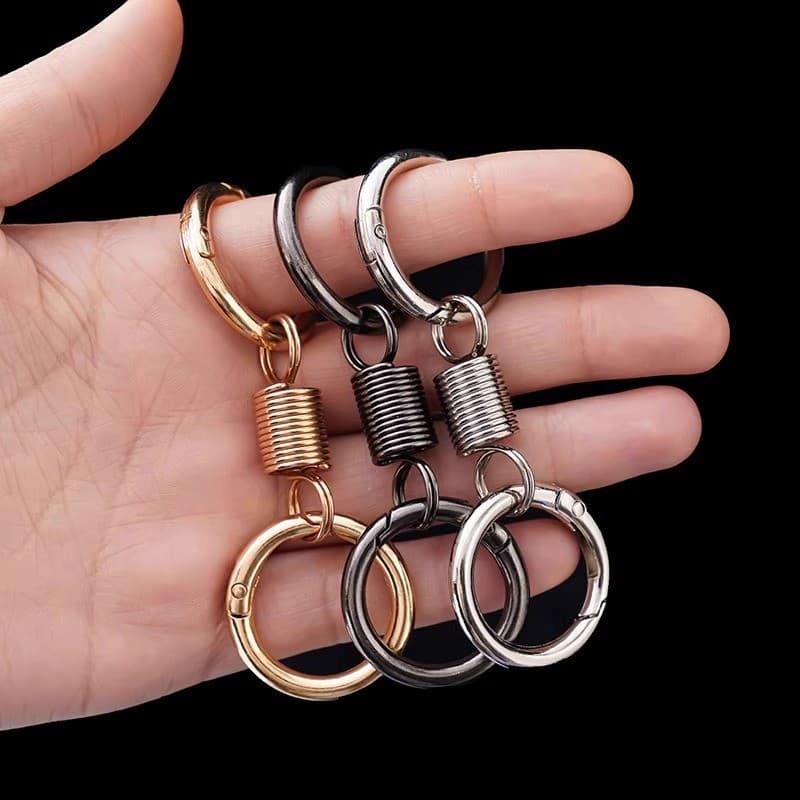 [Estoque pronto] chaveiro primavera anel duplo portátil chaveiro anel cintura pendurado High-End saco pingente veículo e