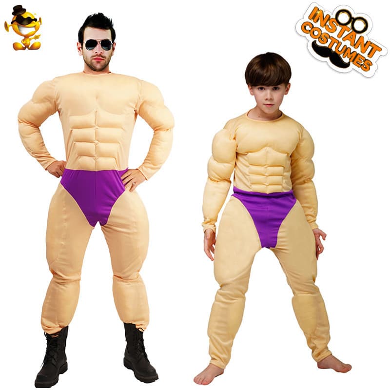 Halloween adulto crianças músculo usar muscular camisa masculina Role-Playing falso Abs muscular camisa trajes de festa