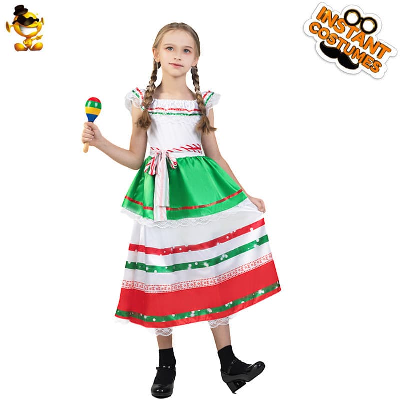 Halloween crianças meninas trajes de festa mexicana trajes Cosplay trajes de desempenho de palco