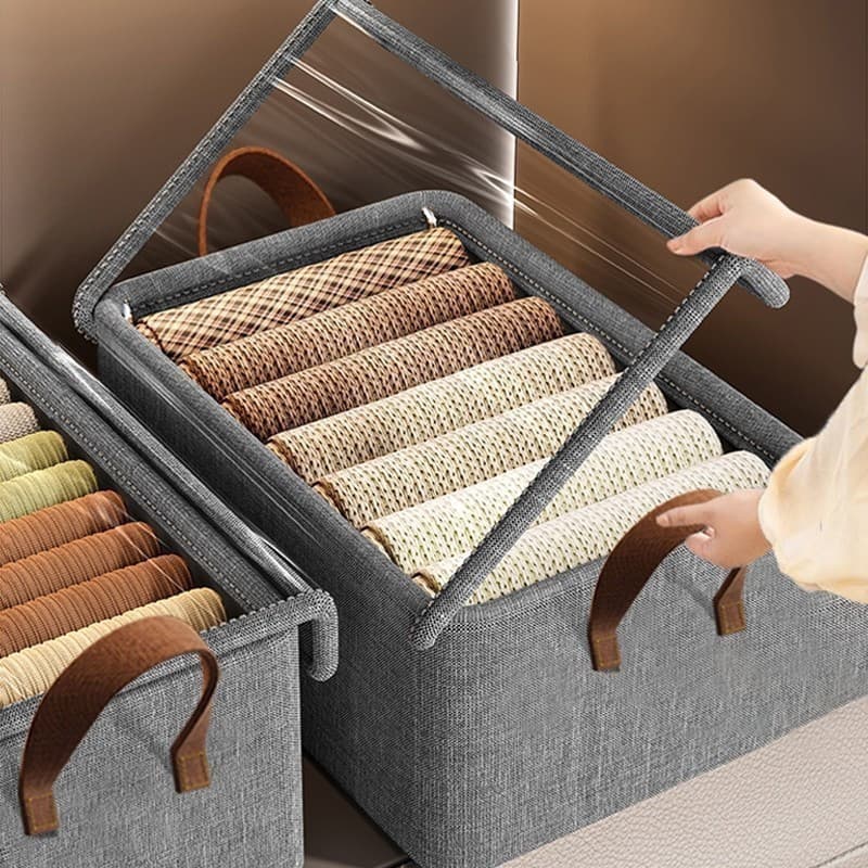 Caixas Organizadoras Dobrável com Tampa Transparente – Multiuso Oxford Reforçado Resistente E Ecológico 47×28×20cm