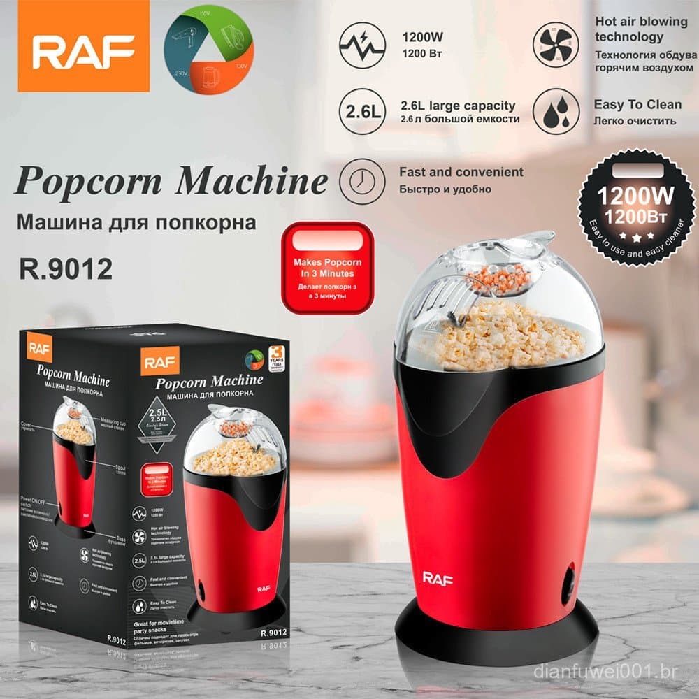 Máquina de pipoca mini caseira de estilo europeu, totalmente automática, pequena e elétrica, para fazer pipoca DIY para