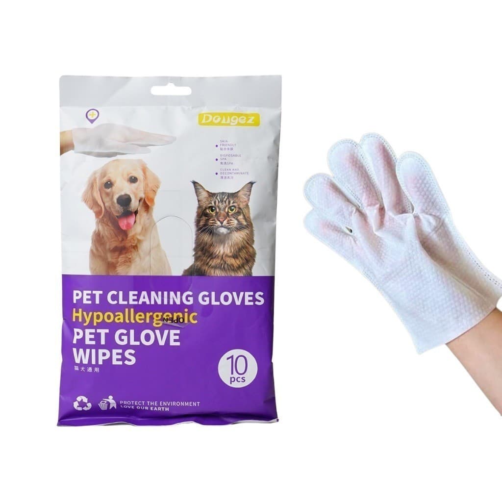 Luvas Descartáveis Para Higienização De Pets Limpeza Banho a Seco Gato Cachorro