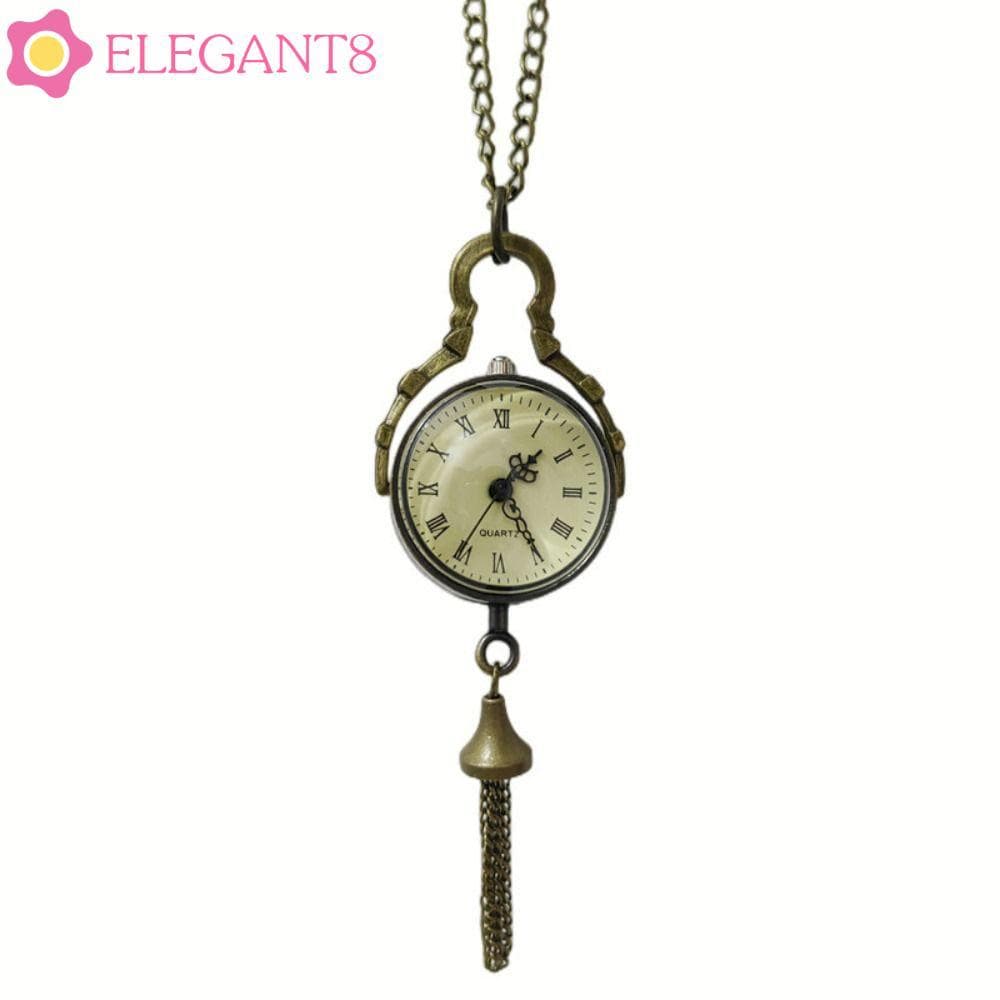 Relógio De Bolso AELEGANT , Fob De Quartzo Vintage Em Formato De Bola Transparente , Colar Retrô Com Borla De Bronze