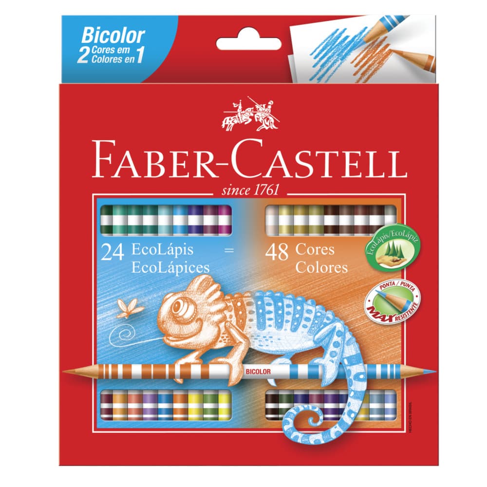 Lápis De Cor Bicolor 24 Lapis 48 Cores Redondo Faber-Castell