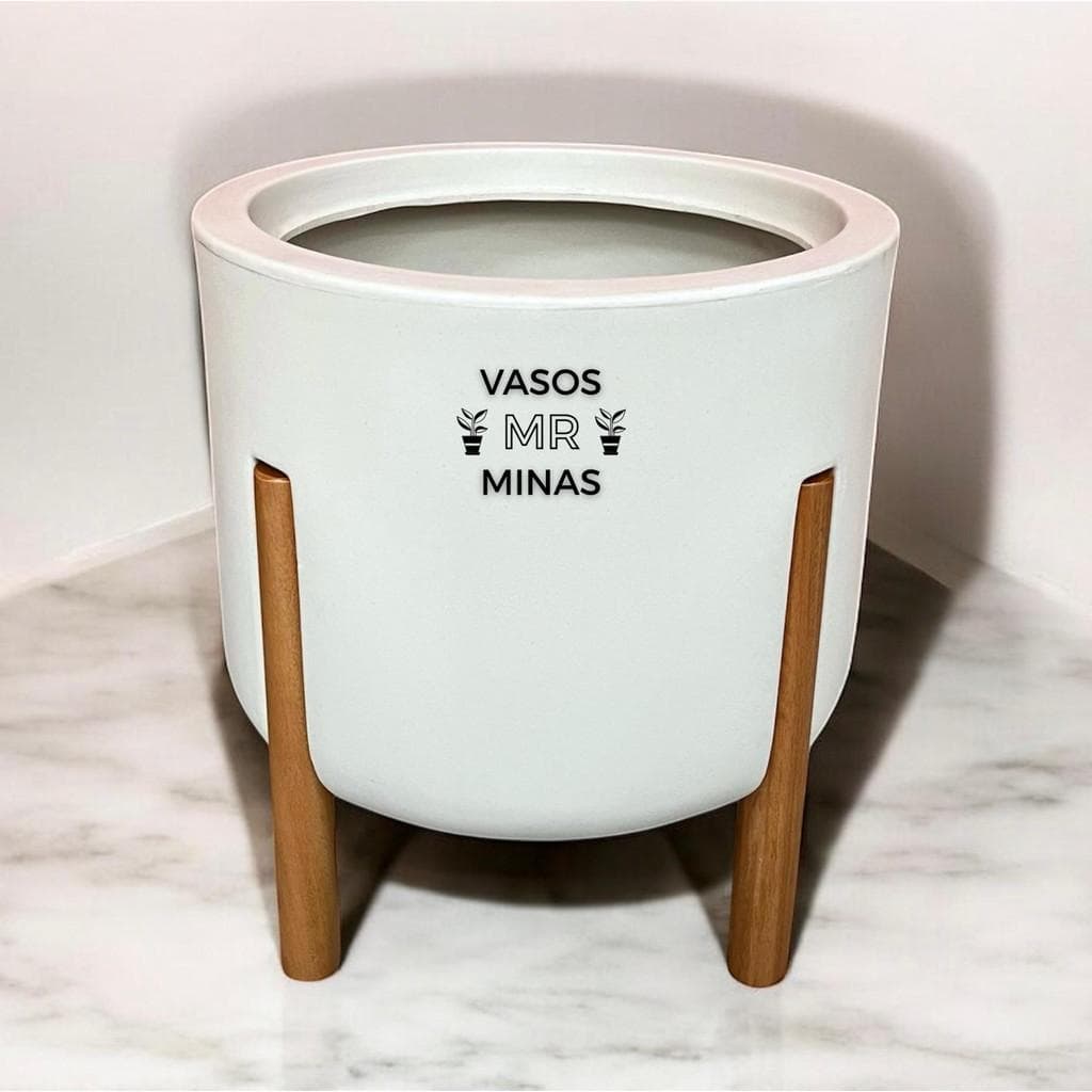 Vaso Nórdico com pés amadeirado M cilíndrico reforçado design moderno ambiente interno externo
