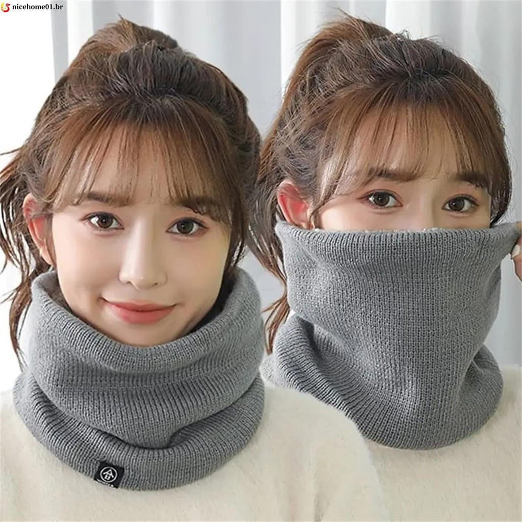 Cachecol de Pescoço de Malha Macia, Elegante e Quente para o Inverno, Máscara Facial Adequada para Homens e Mulheres par