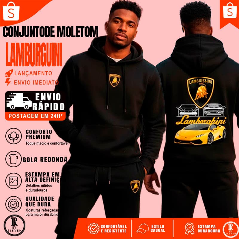 Conjunto Moletom Premium Masculino Feminino carros Lamborguini diversas cores  Abrigo Inverno 2025 Lançamento