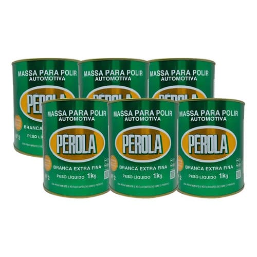 Kit 6 Massa De Polir Automotiva Pérola Extra Fina Branca 1kg