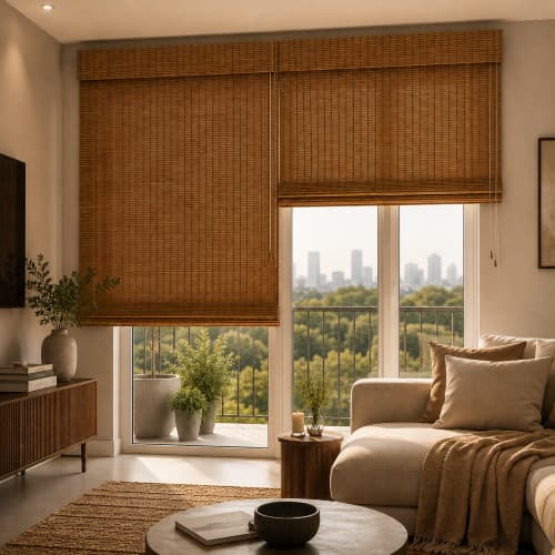 Kit Persiana Romana Bambu Block 240larg x 220alt (2pçs 120larg x 220alt) - Natural