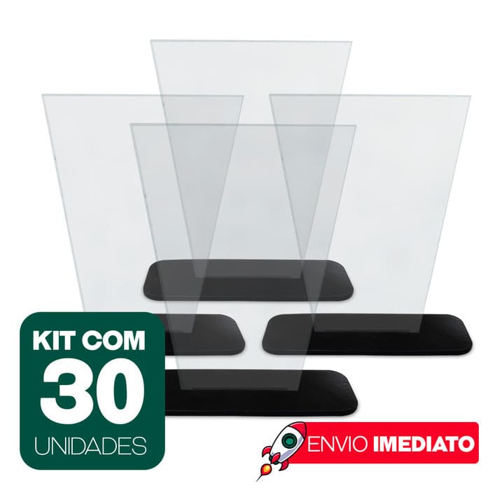 KIT 30 TROFÉUS ACRÍLICO CRISTAL TRAPÉZIO INVERTIDO 2MM