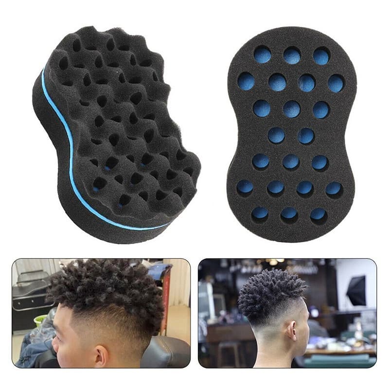 Escova De Cabolo De Barbeiro Dupla Face Esponja Dreads Locking Twists Bobina Afro Curl Wave .