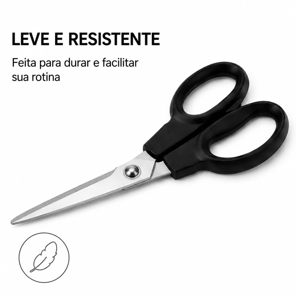 Tesoura Multiuso Aço Inox Profissional Cabo Ergonômico para Papel, Tecido e Plástico