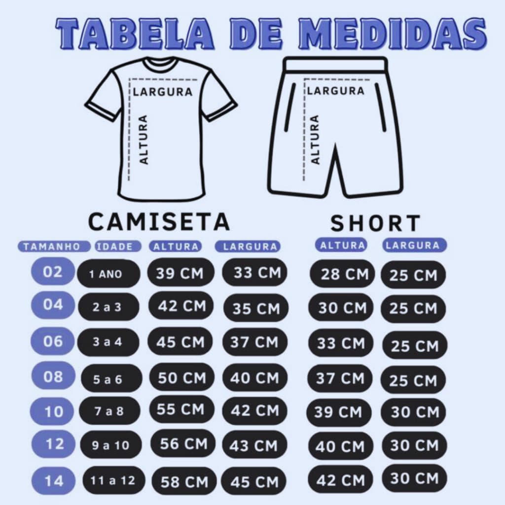 2 kit conjunto infantil de times paulista novo do 02 ao 14