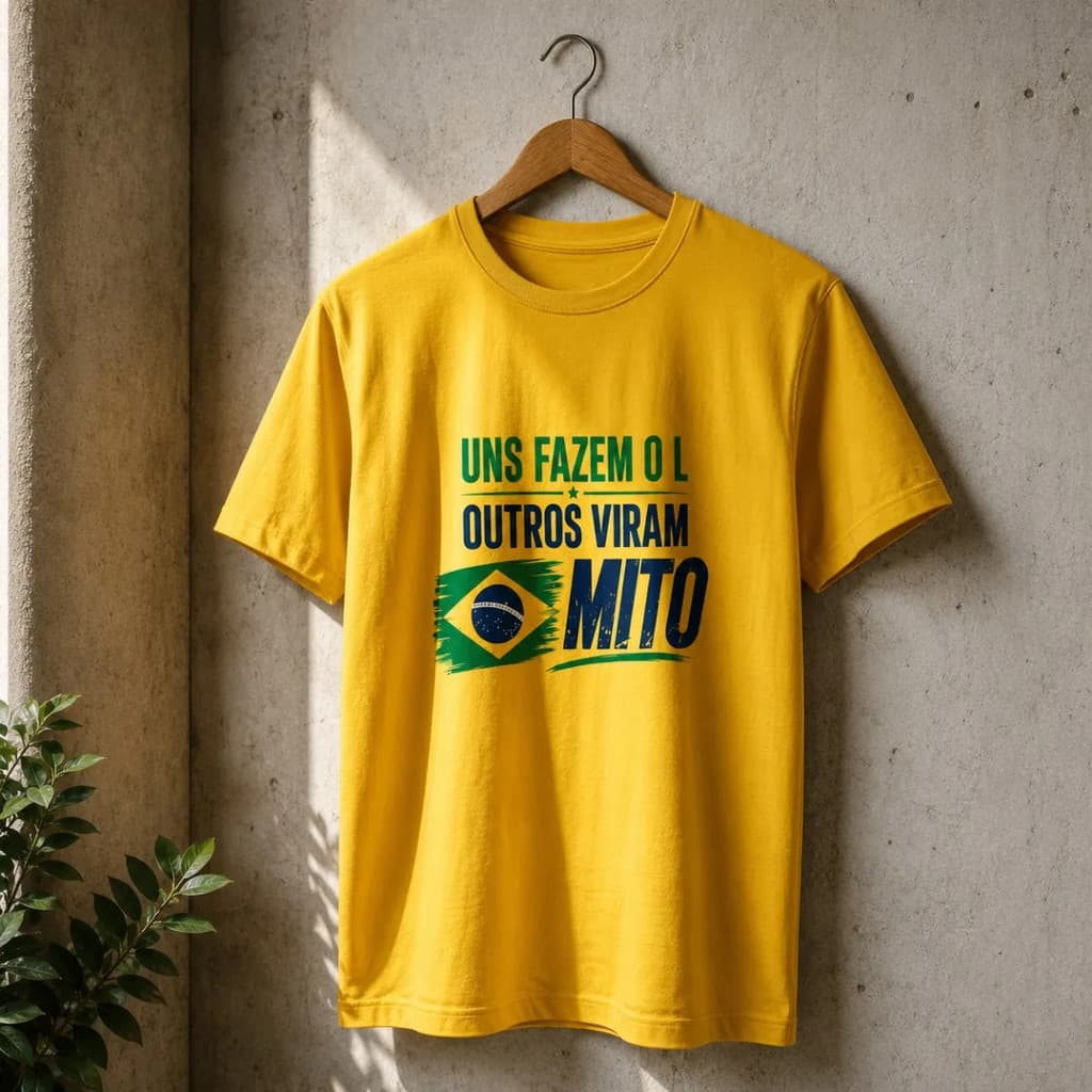 Camiseta Unissex Algodão Premium Direita Manga Curta Gola Redonda Estampa Frontal Frase Uns Fazem o L Outros Viram Mito