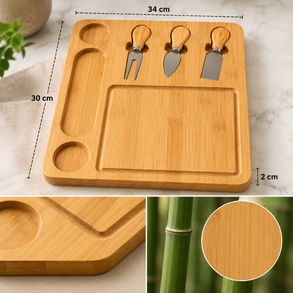 Kit Petisqueira Madeira Tábua de Servir Frios e Frutas Queijos com Garfo Faca Espátula Frios Pães Jogo De Petisqueiras