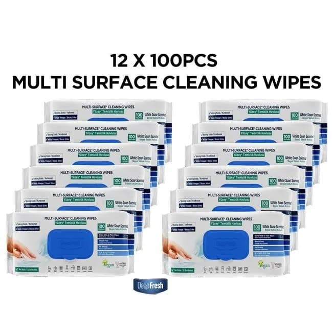 Toalhetes de limpeza multifuncionais para limpeza profunda, modelo promocional, cheiro de sabão, pacote de 12 pacotes x