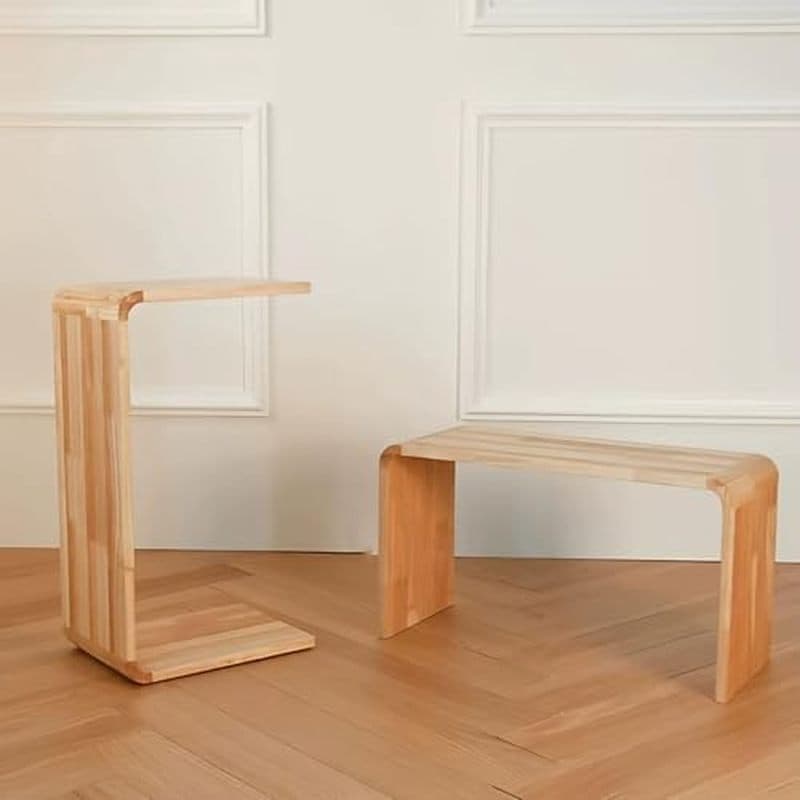 Mesa Lateral Simples Em Forma De C Do Sofá , Escritório Computador , Moldura De Madeira Maciça Cantos Arredondados Sem M