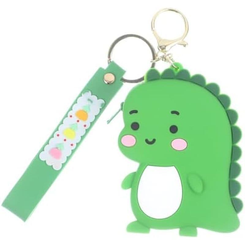 S Dinossauro Chaveiro Bolsa De Moedas Com Zíper Alça Destacável Carteira De Silicone Fofa Para Chaves E Essentials