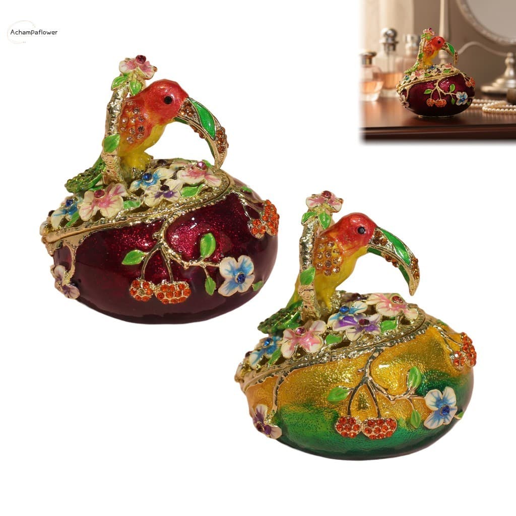 Caixa De Joias De Pássaro De Liga Esmaltada Strass Novo Estilo Chinês Estatueta De Decoração De Casa