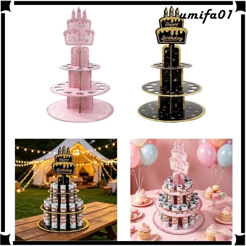 [Umifa] Porta-Dinheiro Ornamento De Bolo Suporte De Presente De Camada Dupla Material De Papel Montagem DIY Adequada Par