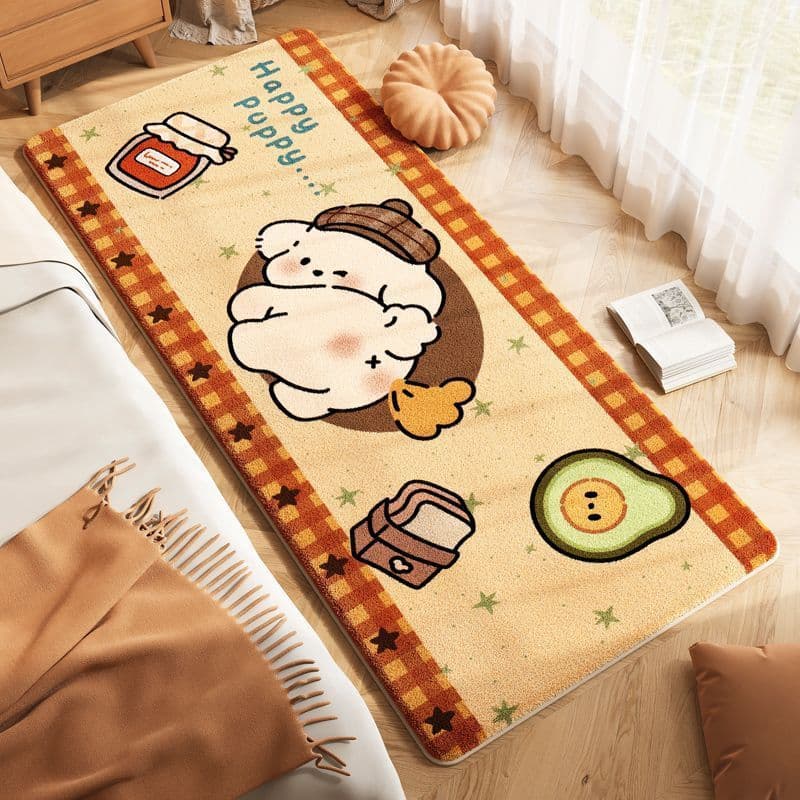 Tapete quarto longo estilo dos desenhos animados bonito decoração do quarto tapete resistente à sujeira fácil de cuidar