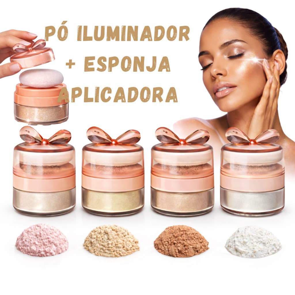 CocoFleur Iluminador Facial  com Esponja | Glow Natural | Alta Pigmentação 6G