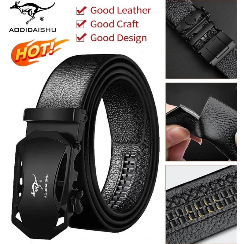 Cintos masculinos de meia-idade com fivela automática, cintos masculinos, cinto masculino com fivela automática.