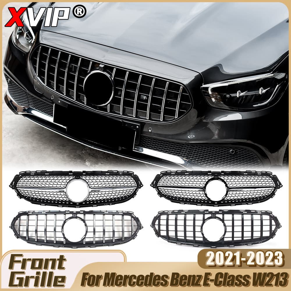 XVIP Grade Dianteira Brilhante Preta Estilo Maybach Para Mercedes Benz E W213 E200 E300 E350 2021-23 Diamantes Tuningaut