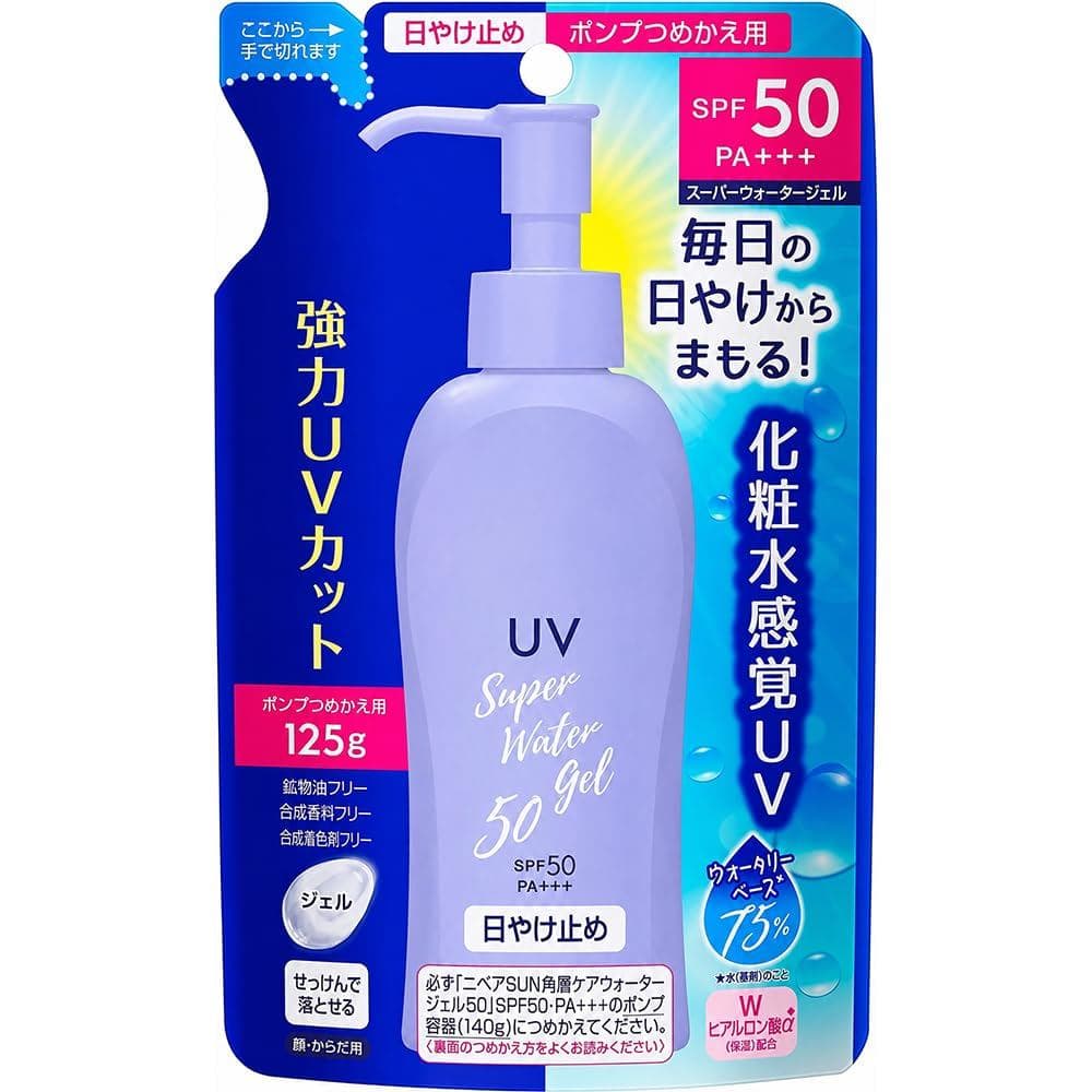 Protetor Solar Super Water Gel SPF 50/PA+++ Refil 4.22fl oz (125g), Essência de Proteção UV Leve à Base de Água, Resiste