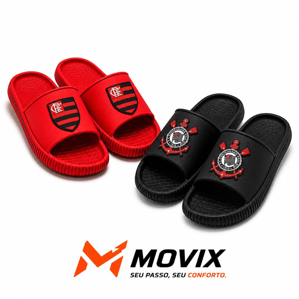 Chinelo Nuvem Slide Time Futebol Unissex Antiderrapante Confortável Leve Corinthians Movix