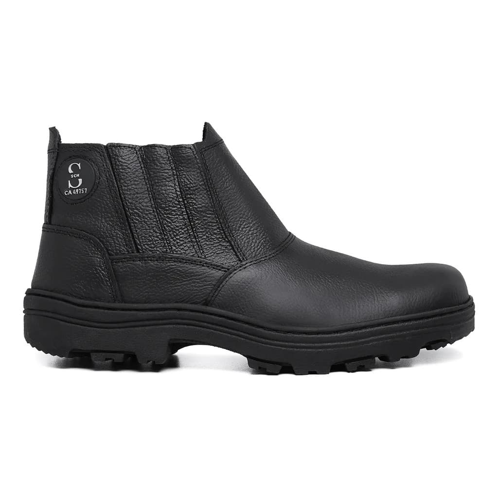 Bota Em Couro Legítimo Com C.a. Resistente Durável Premium Moderno Casual