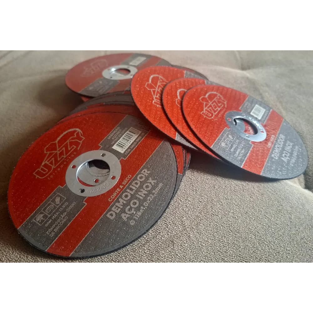Kit 25 Disco Corte Aço Inox 115mm x1,0 x22,23mm 2 Telas Uzzy