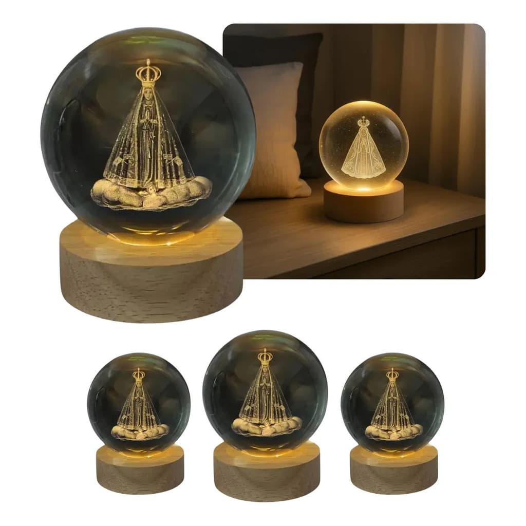 Luminária Bola De Cristal Abajur Mesa Quarto Decorativa Base