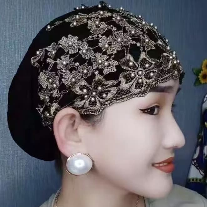 Chapéu feminino, chapéu de renda, boné de renda, touca para cabelo, chapéu de mãe muçulmana, chapéu feminino elegante KB