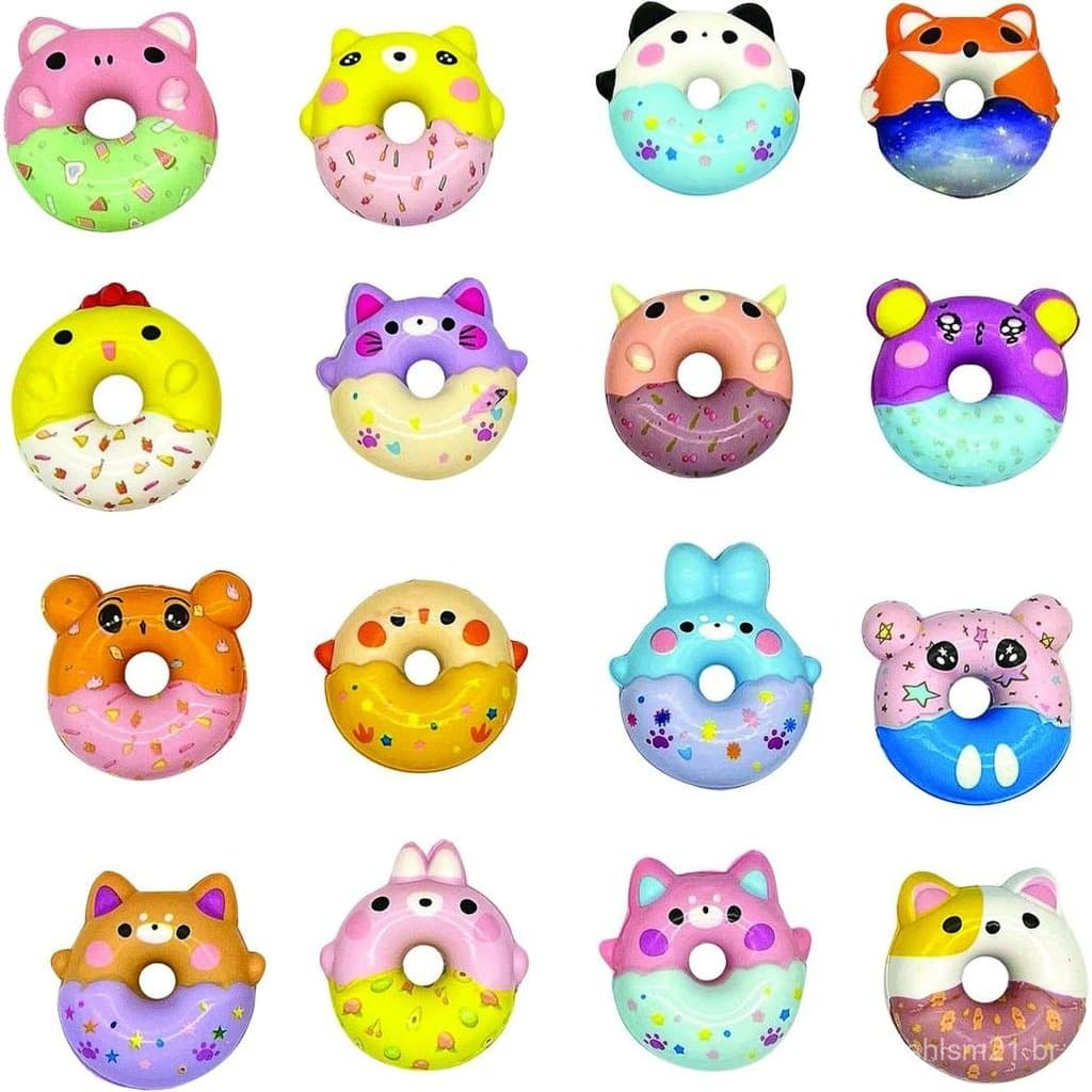 Donuts Squishy de Ascensão Lenta Raymond Geddes (32 por Saco) - Brinquedos Squish em Formato de Animais Variados - Brinq