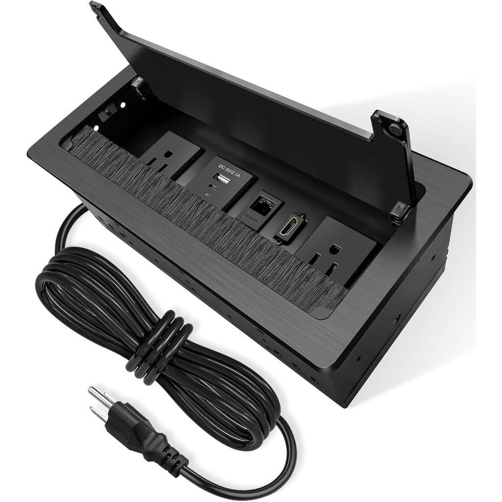 Hub de Energia para Mesa de Conferência com Cabo de Alimentação de 3 metros, Caixa de Conectividade para Mesa com 2 Saíd
