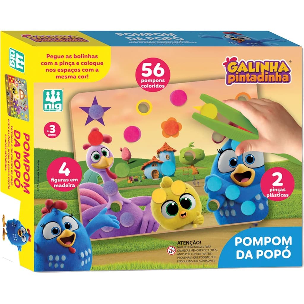 Brinquedo Jogo Pompom da Popó Galinha Pintadinha Nig Educativo Pedagógico